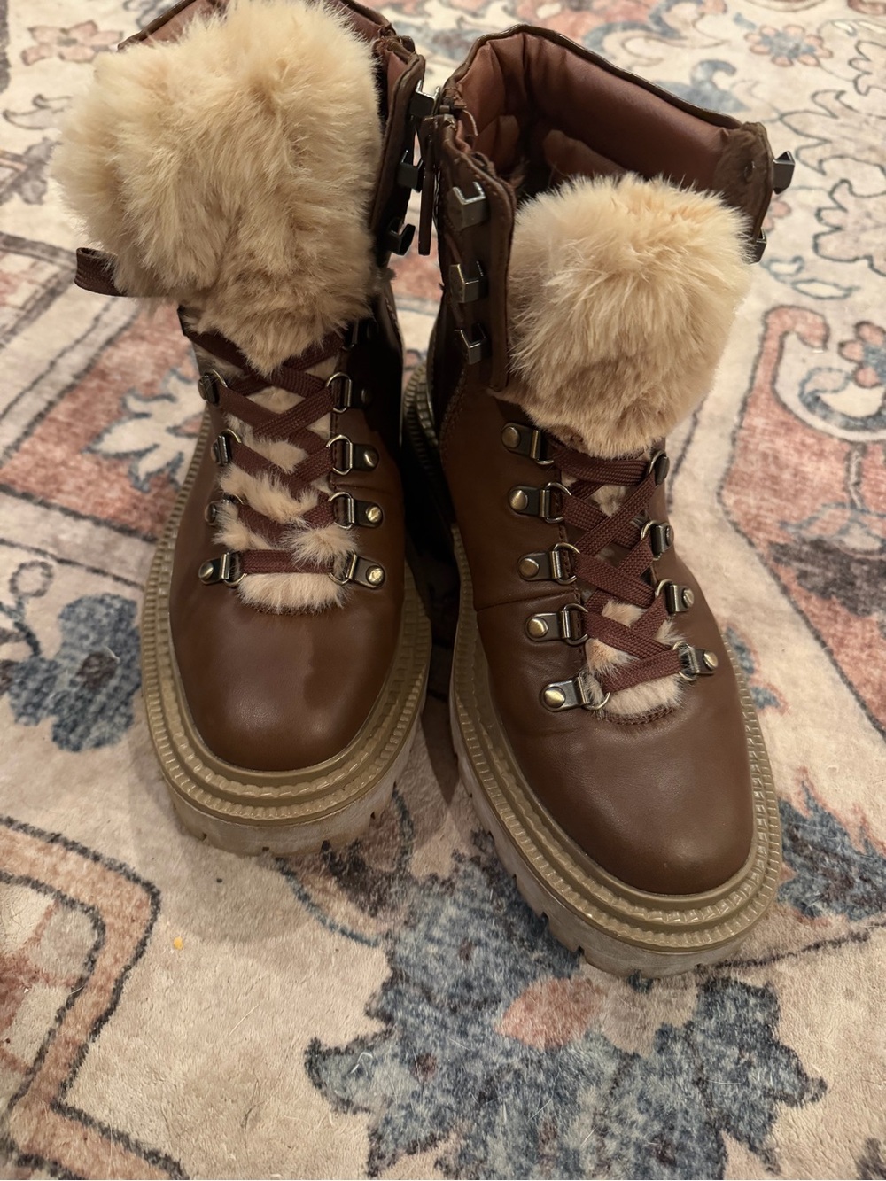 Circus By Sam Eldenman Flora Brown/Snake Print Lug Sole Hiker Boots,Size 7.5